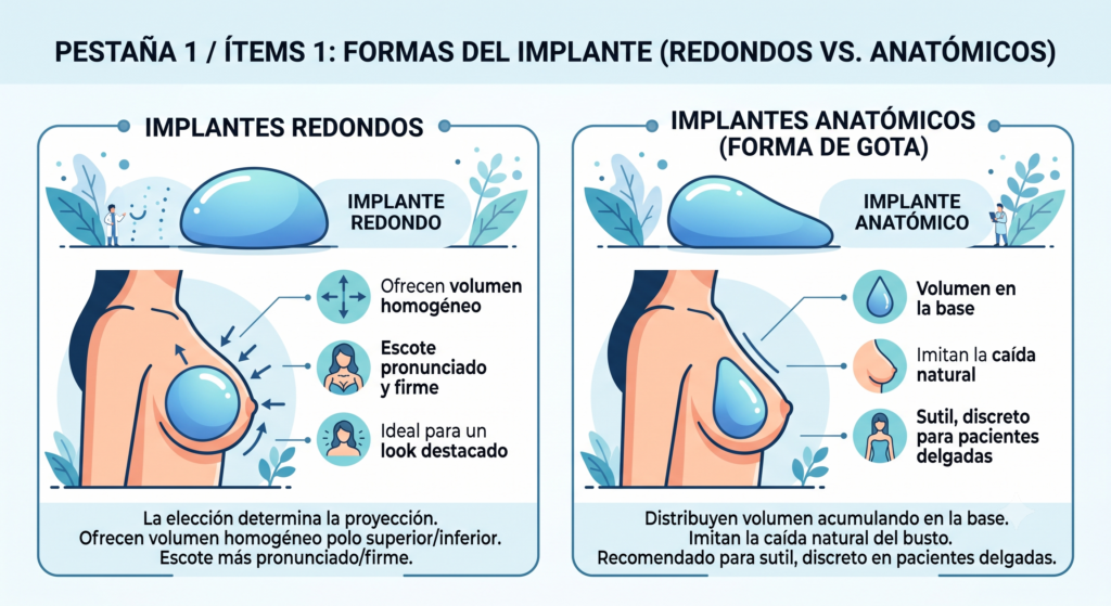 Formas del Implante (Redondos vs. Anatómicos)